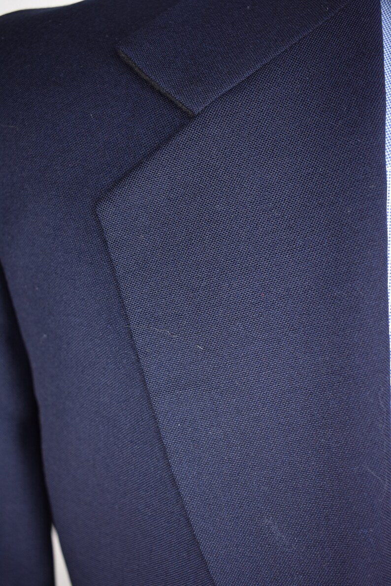 40S Reichardt/'s Solid Navy Blue 100/% Worsted Wool Two Button Blazer Size