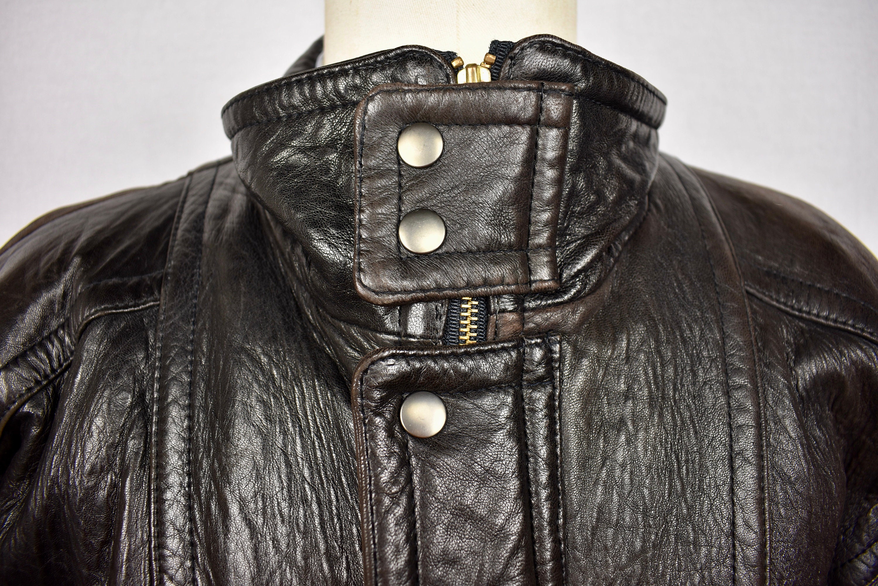 Midway Leather Solid Brown 100% Leather Full Zip Flight/bomber