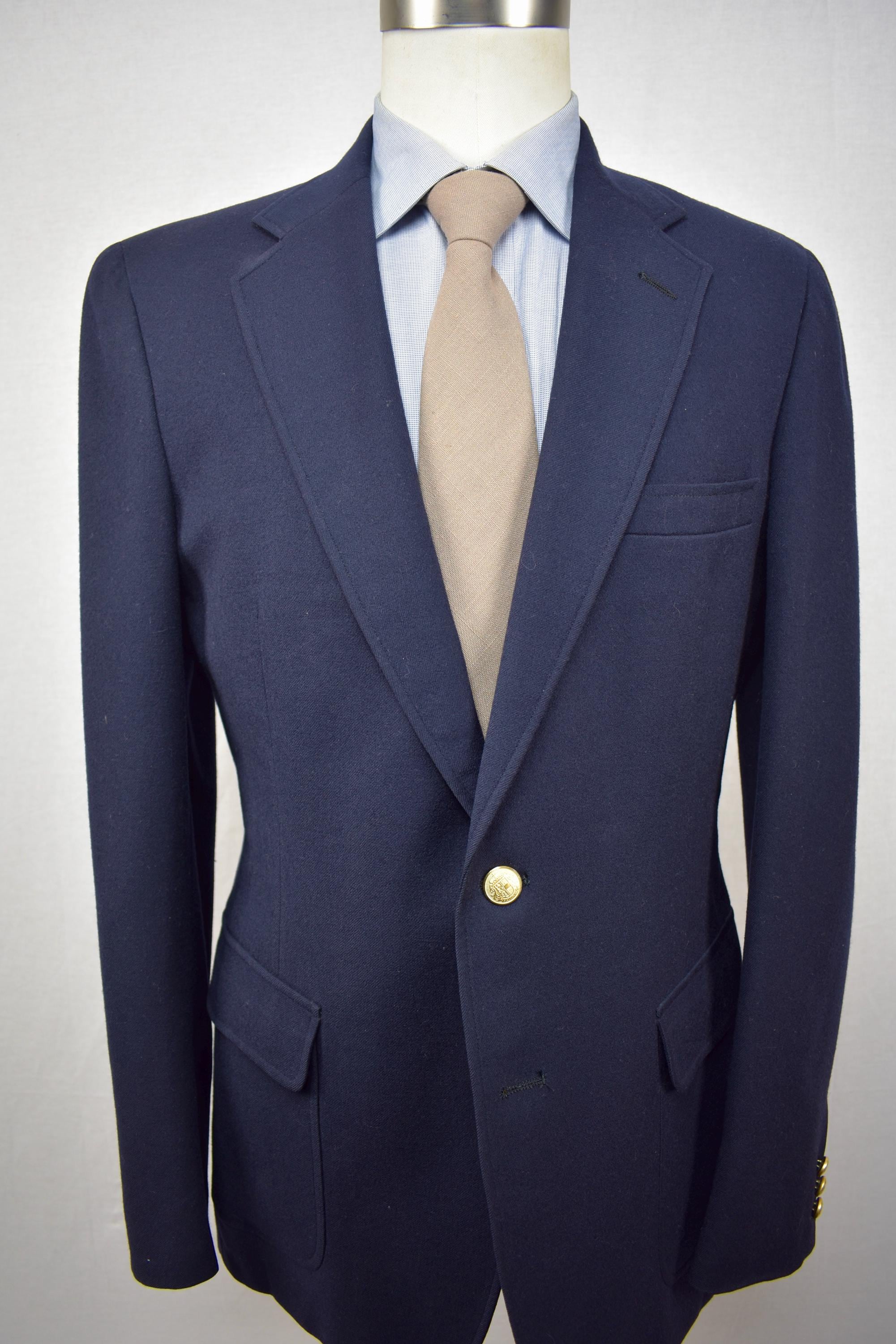 Size: 38L 1976-1994 Jos. A. Bank Solid Navy Blue 100% Wool Two Button Blazer
