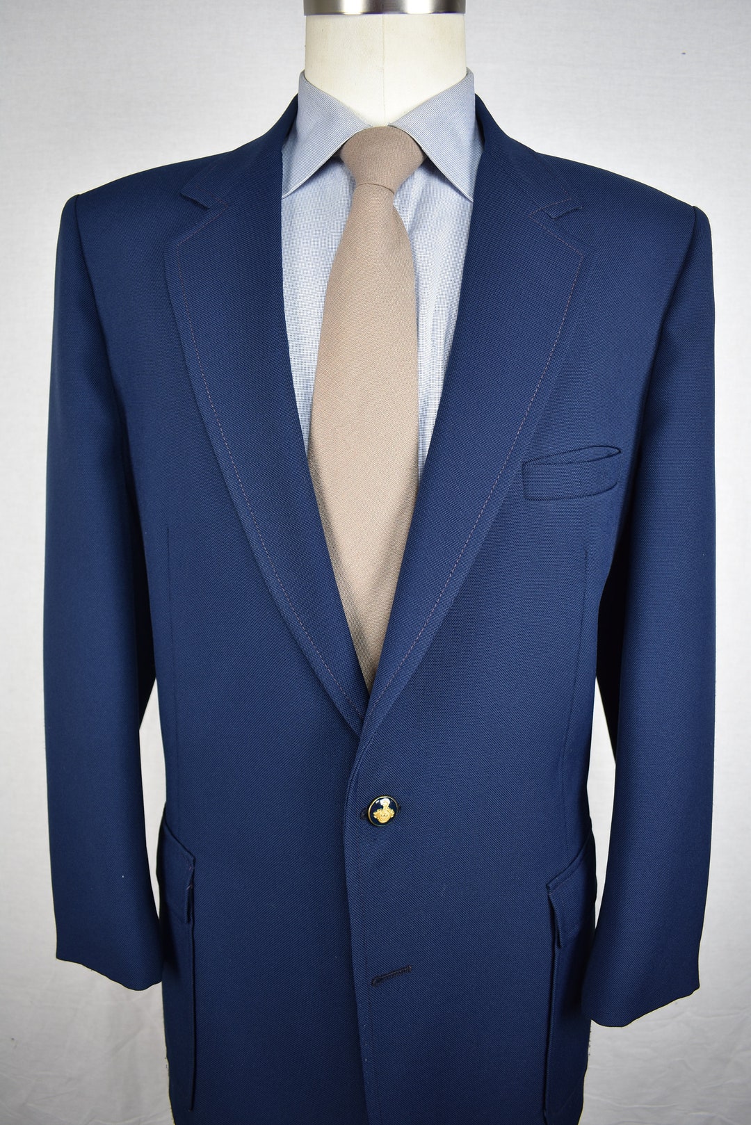 1970's the Knack Solid Navy Blue Polyester Blend Two Etsy