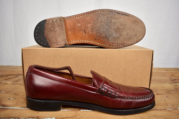 E.T. Wright Solid Burgundy Leather Moc Toe Penny … - image 4