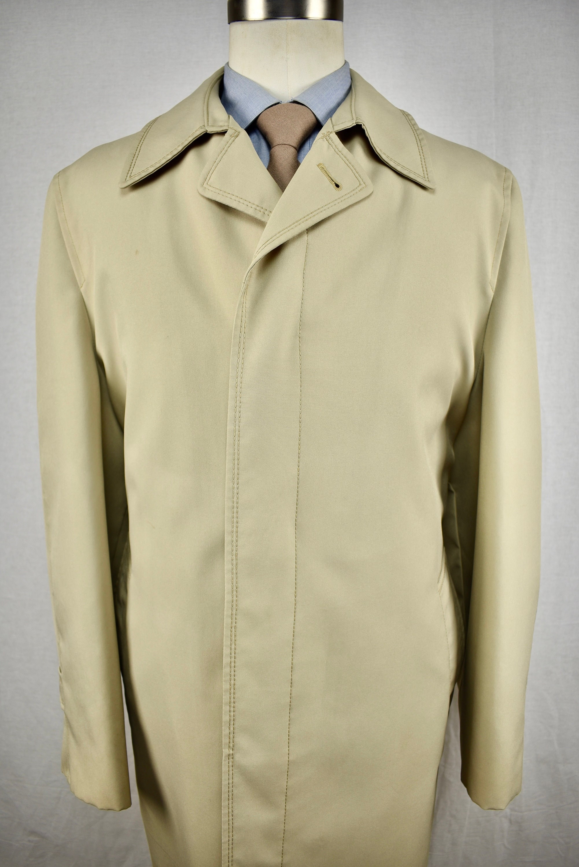 1970's Gleneagles Solid Light Tan Polyester Four Button
