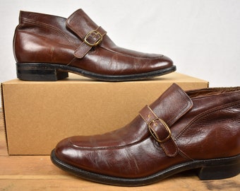 JC Penney Brown Moc Toe Monk Strap Ankle Boot Size: 9.5B - Etsy display picture 1