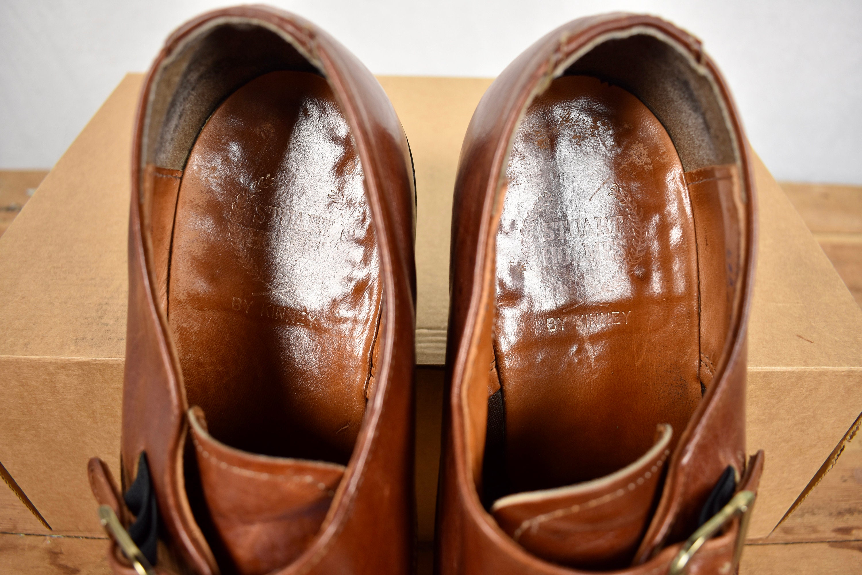 Stuart Holmes Vintage Brown Leather Oxfords Vtg Stuart Holmes Wing Tip Shoes Leather Full Brogue Oxford  main image 2