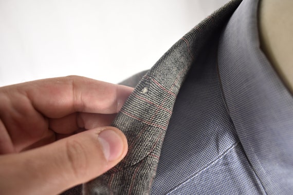 1970's PBM Gray w/ Red Check Worsted Wool Two But… - image 2