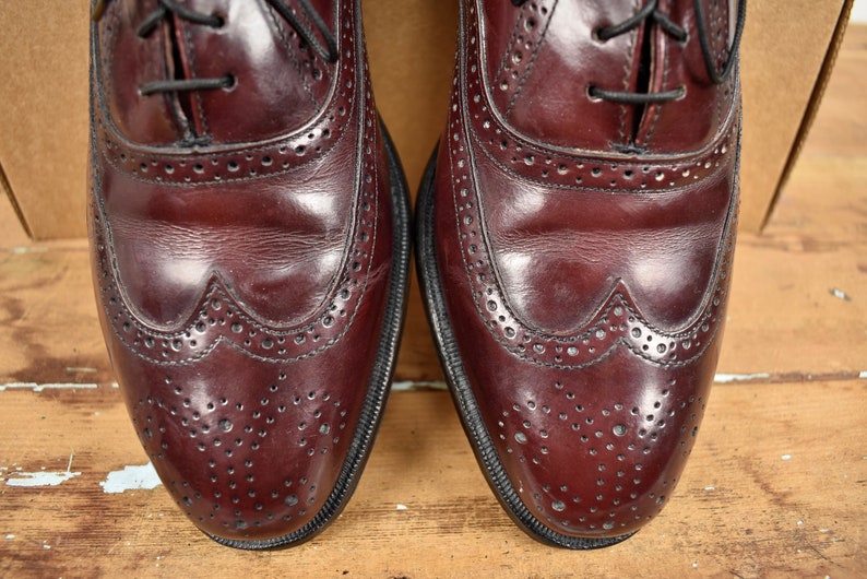 Wingtip Shoe Pattern Bostonian Burgundy Wingtip Balmoral W/ Brogue Styling Size: 9D - Etsy