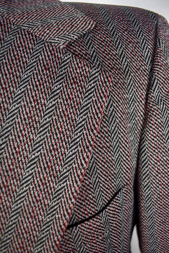 1970's PBM Red/Black/Gray Herringbone Polyester T… - image 3