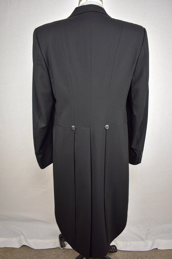 1976-1994 Unbranded Solid Black Wool Tail Coat Si… - image 5