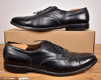 Size: 14AAA Allen Edmonds Sanford Black Brogued Cap Toe Lace up