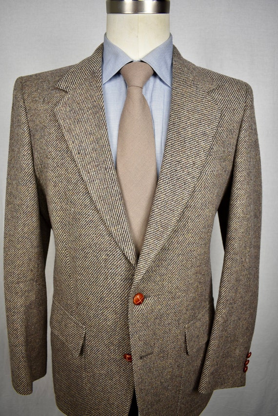 1976-1994 Palm Beach Man in Wool Brown Striped Tw… - image 1