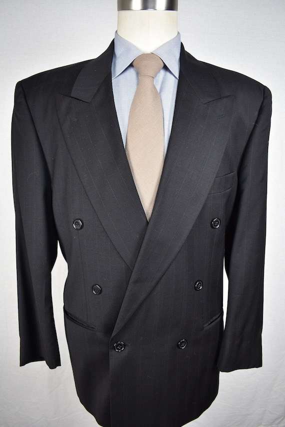 charcoal double breasted suit jacket Bachrach wool size 40R