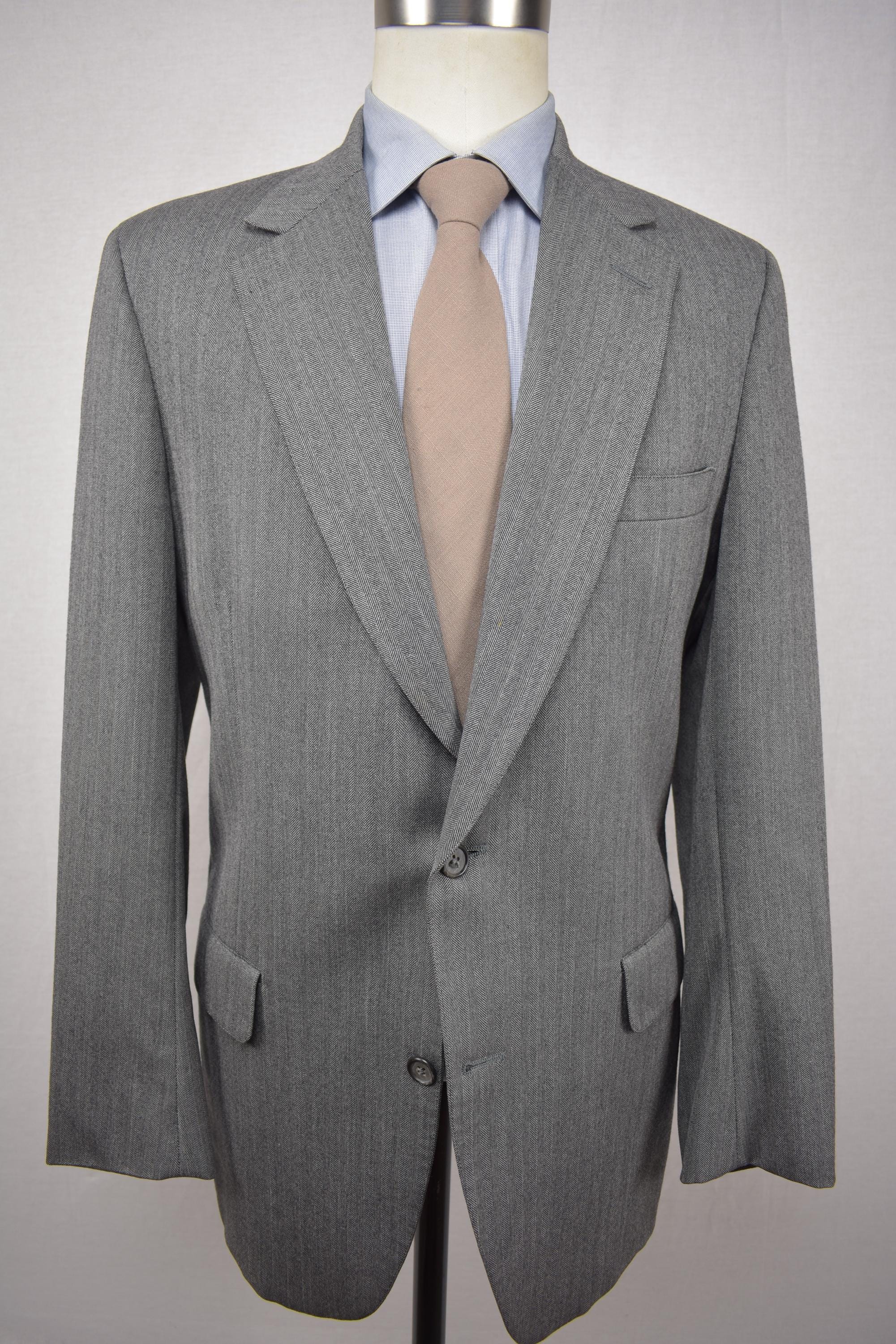 Size: 42L 1976-1994 Brooks Brothers Gray Herringbone 100% Wool Two