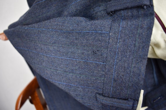 1976-1994 Evan Picone Medium Blue Striped Wool Tw… - image 10