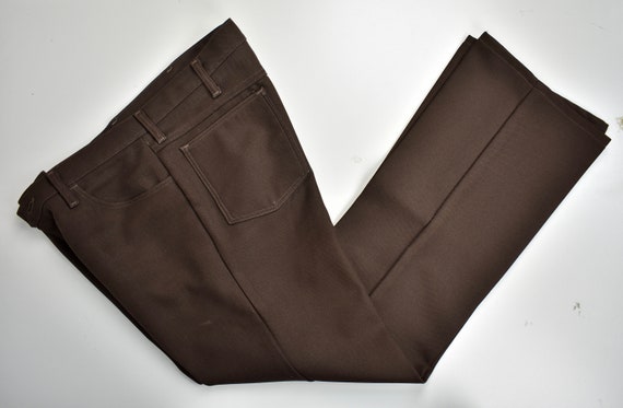 1980-90's Wrangler Solid Brown 100% Polyester Fla… - image 1