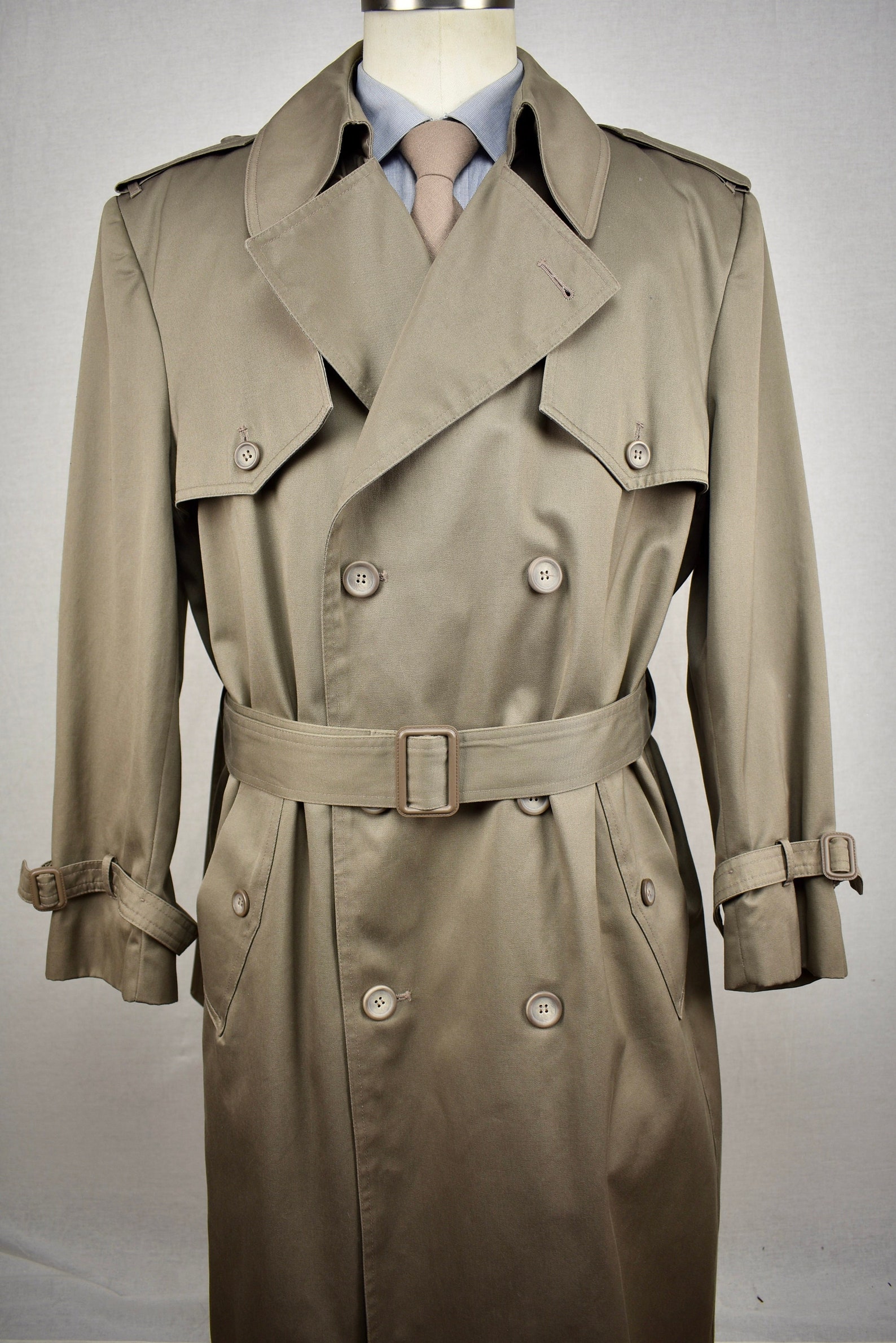 Charles Klein Solid Brown Cotton/poly Blend Double Breasted Trench Coat ...