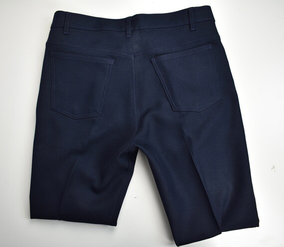 1980-90's Levi's Solid Navy Blue Polyester Flat F… - image 6