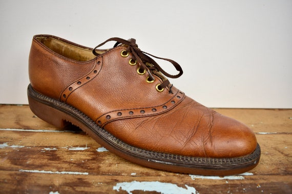 Unbranded Brown Pebblegrain Plain Toe Saddle Oxford Size