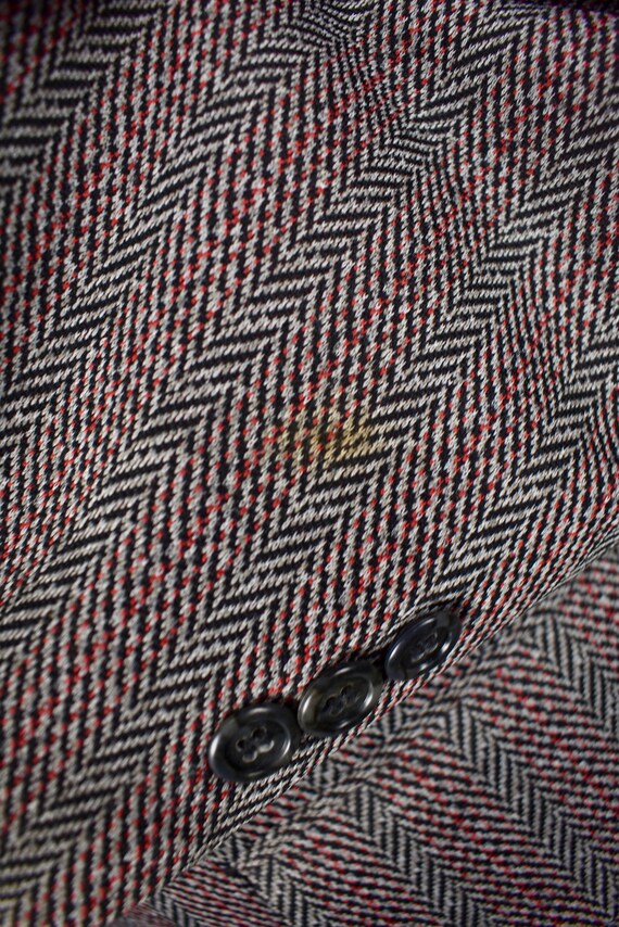 1970's PBM Red/Black/Gray Herringbone Polyester T… - image 5