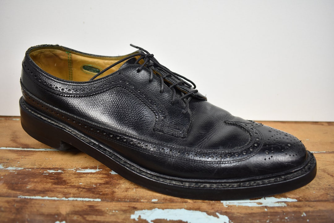 FLORSHEIM IMPERIAL ブラックドレスシューズ 10 Florsheim Imperial Black Longwing Gunboat Blucher W/ Brogued