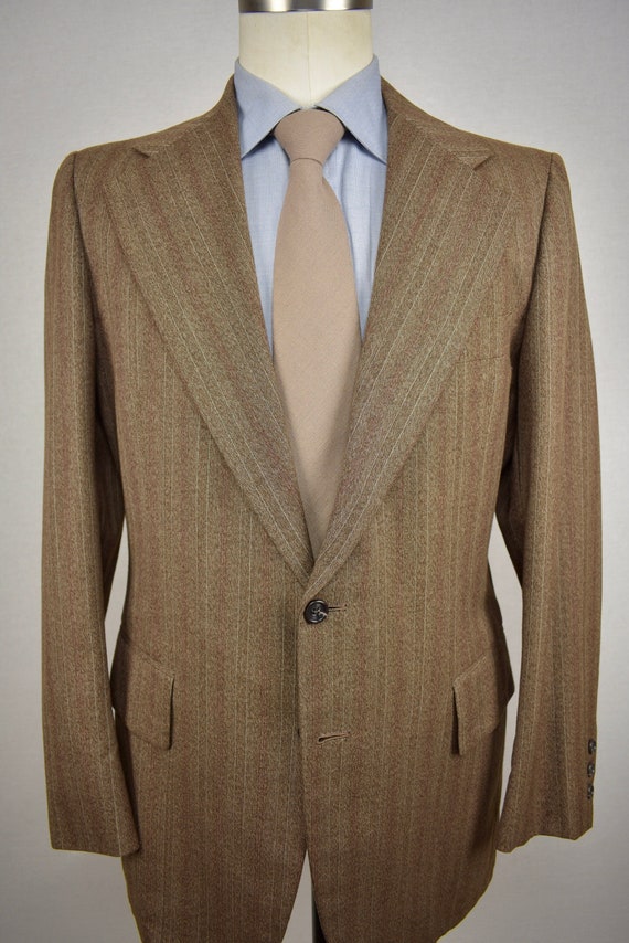 1962-1976 Unbranded Brown Striped Wool Two Button 