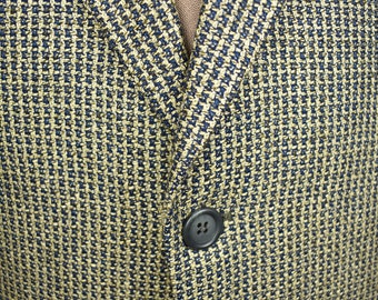 1976-1994 Jack Victor Light Brown/blue Check Silk/wool Blend Sport
