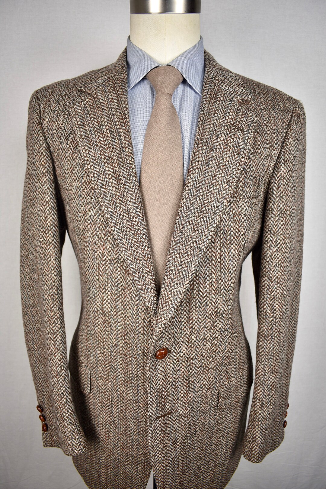 19761994 John Alexander Brown Herringbone Tweed Two Button Etsy