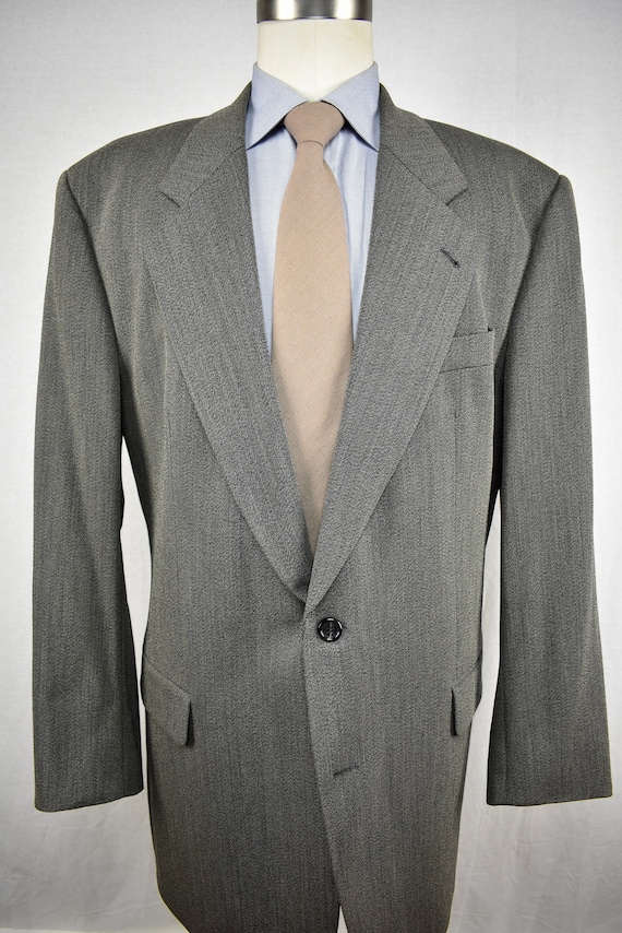 1995-2004 Hugo Boss Solid Gray 100% Wool Two Butto