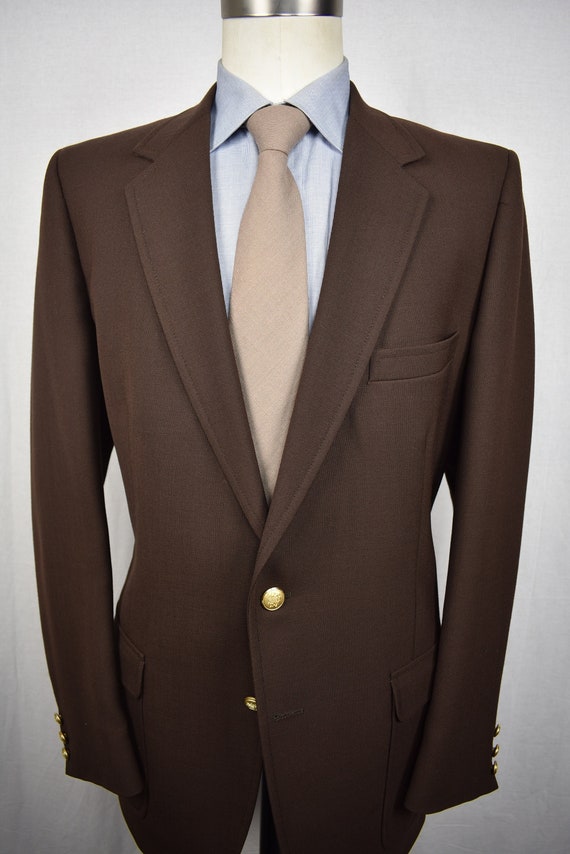 1976-1994 Doncaster Solid Brown Wool Two Button B… - image 1