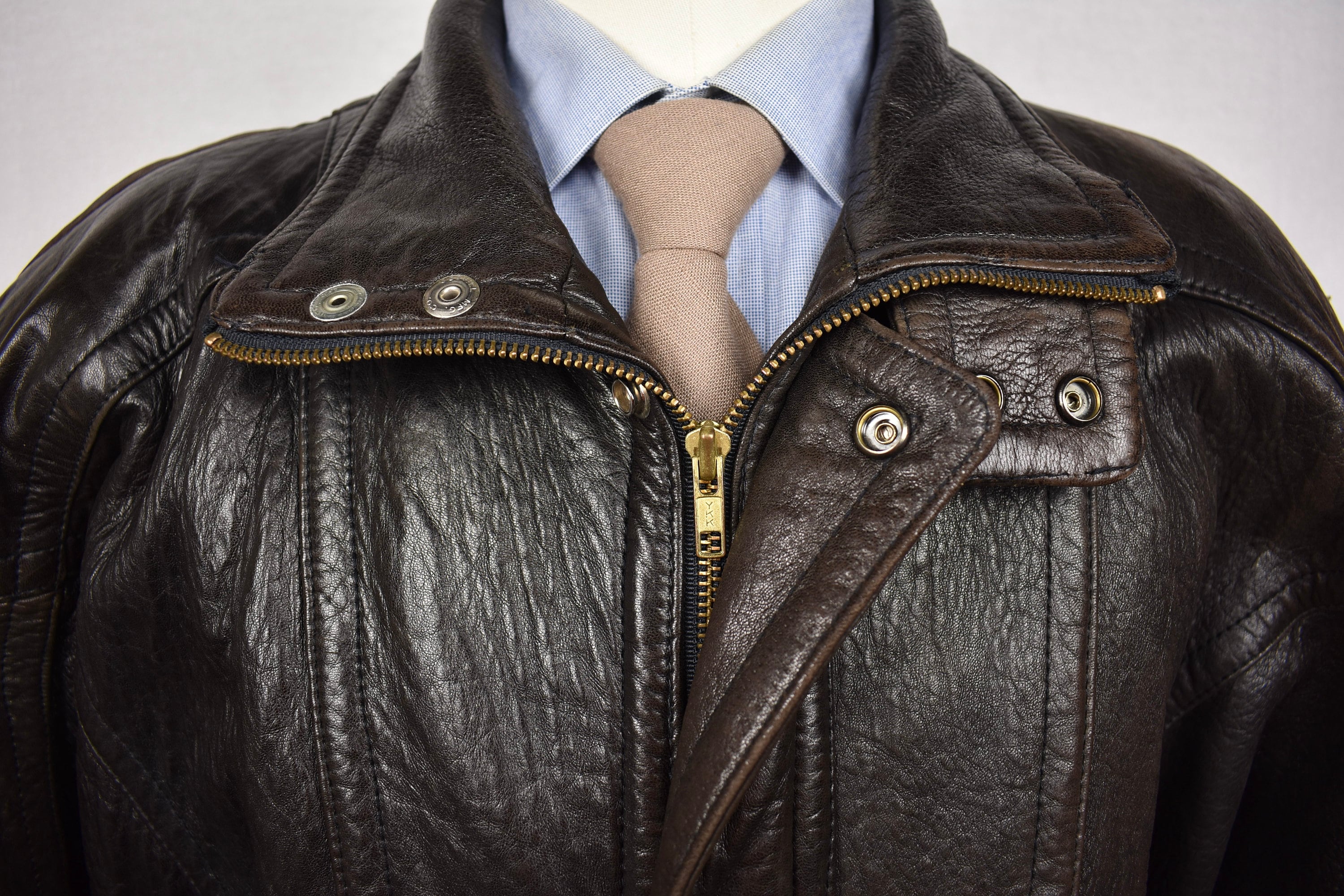 Midway Leather Solid Brown 100% Leather Full Zip Flight/bomber