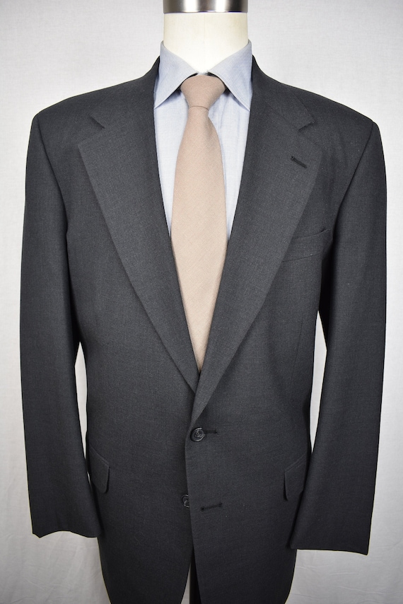 Corbin Solid Dark Gray Worsted Wool Two Button Tw… - image 1