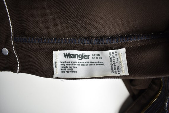 1980-90's Wrangler Solid Brown 100% Polyester Fla… - image 3