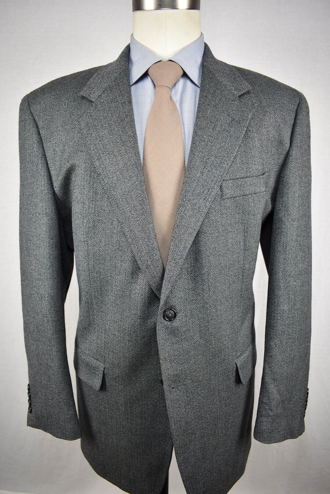 Alan Flusser Gray Herringbone Lambswool cashmere Blend Sport Coat Size 44R Etsy