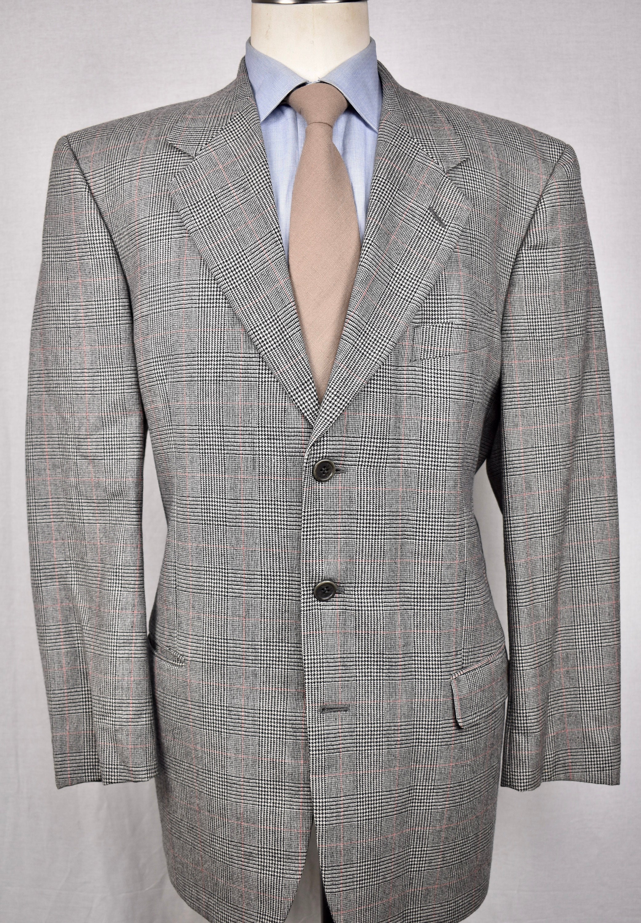 Valentino Uomo Light Gray Glen Check 100% Wool Three Button Two Pc Suit ...