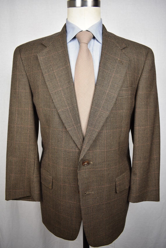 1976-1994 Austin Reed Brown Houndstooth Check Wool