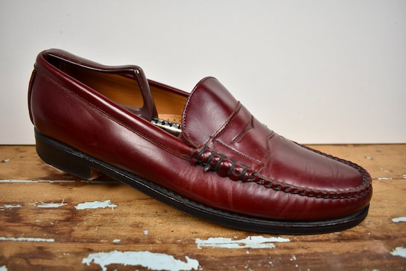 E.T. Wright Solid Burgundy Leather Moc Toe Penny … - image 1