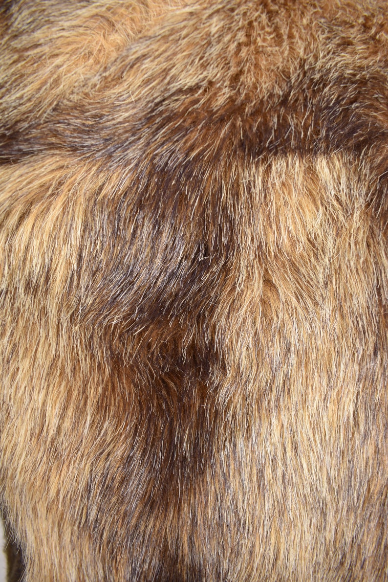 1974-1995 Unbranded Brown Faux Fur Three Button Basic Coat Size Large