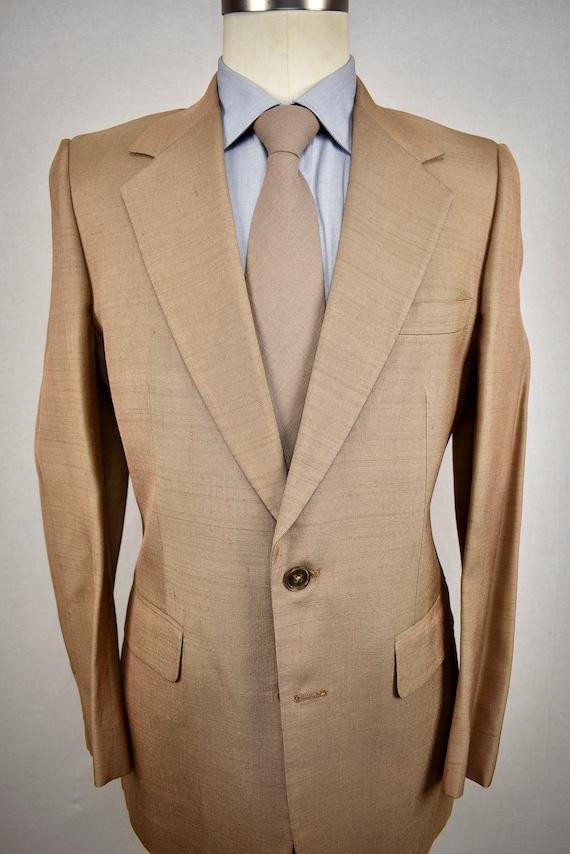 1970's Kingsridge Solid Brown Wool Blend Two Butto