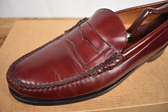 E.T. Wright Solid Burgundy Leather Moc Toe Penny … - image 8
