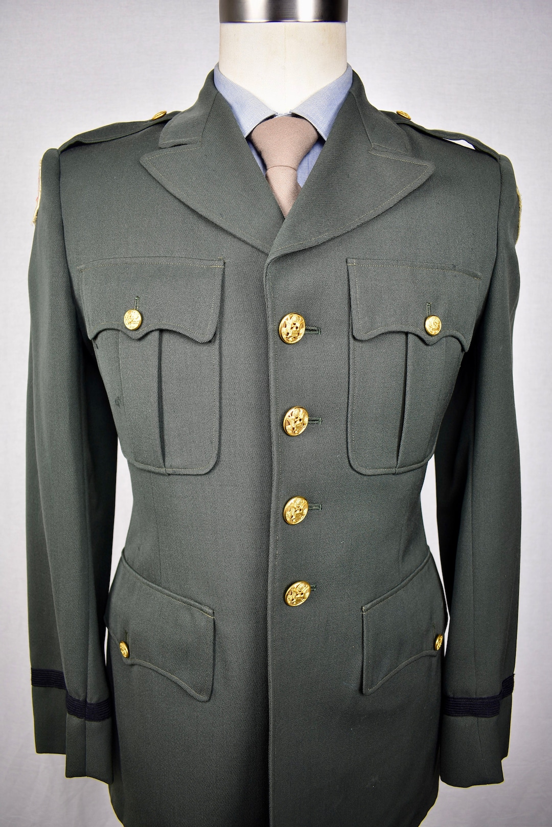 1950's US Army Solid Dark Green Wool Two Piece Officer Dress Uniform Size:  36R - Etsy België, image size:1080x1618
