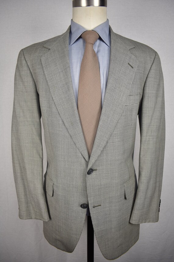 Geoffrey Beene Light Gray Houndstooth Worsted Woo… - image 1