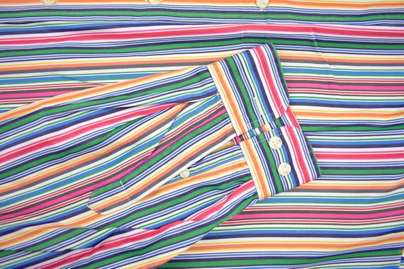 Facconable Multi-Color Striped Button Down Collar… - image 6