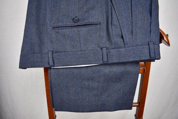 1976-1994 Evan Picone Medium Blue Striped Wool Tw… - image 8
