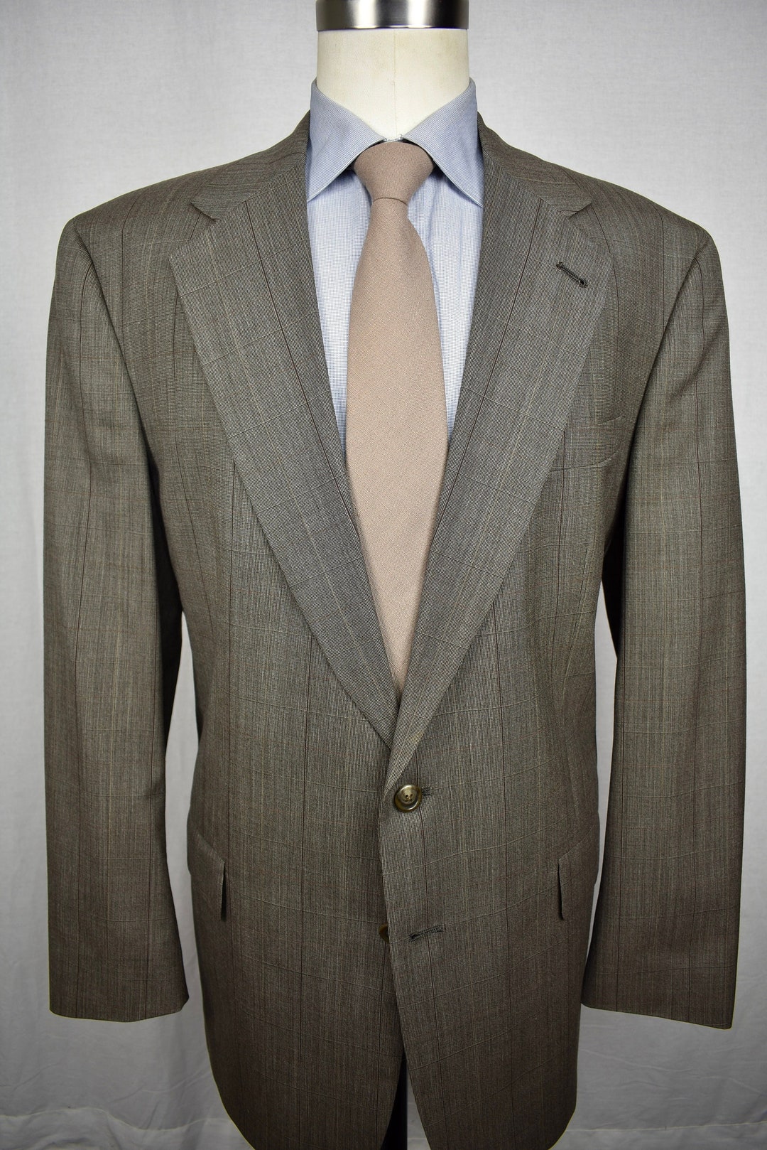 1976-1994 Tommy Hilfiger Brown Check Wool Two Button Two