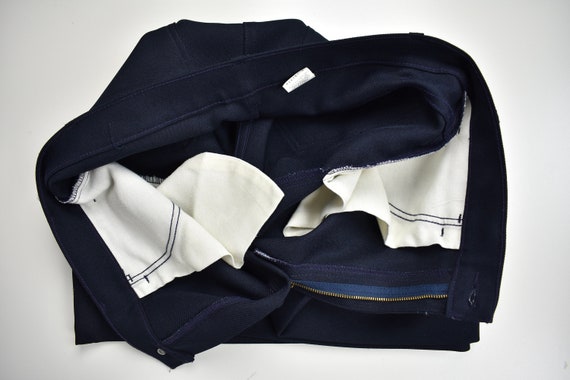 1980-90's Levi's Solid Navy Blue Polyester Flat F… - image 3