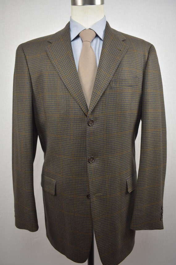 AUSTIN REED カバートコート　イギリス製 1995-2004 Austin Reed London Brown/Blue Houndstooth Check