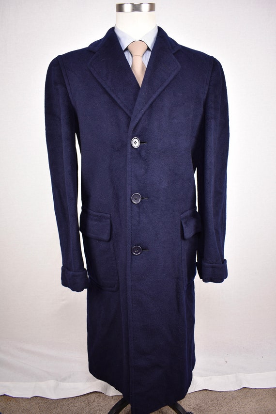 1960-70's Hickey Freeman Solid Navy Blue Cashmere… - image 2