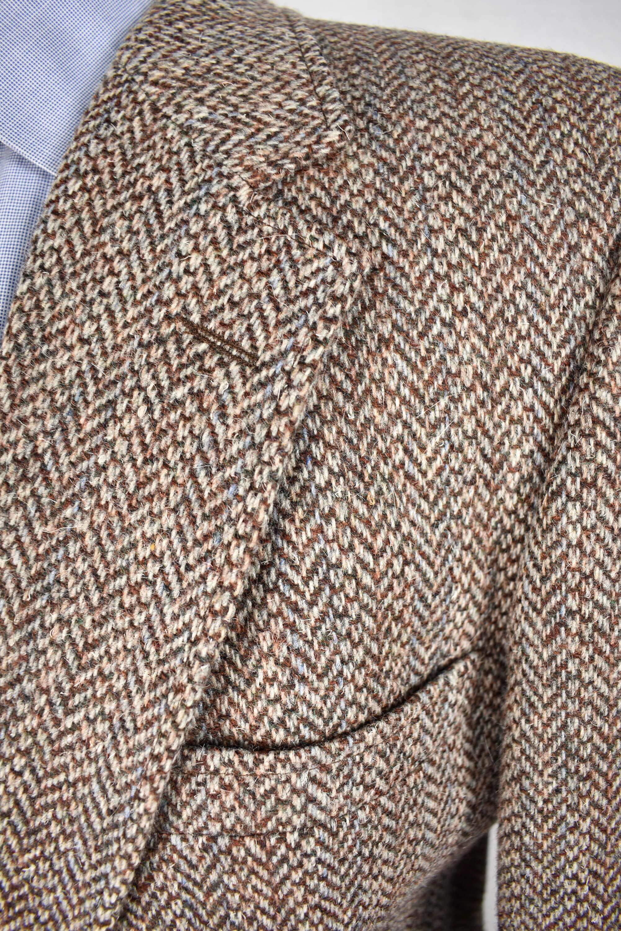 19761994 John Alexander Brown Herringbone Tweed Abrigo Etsy España