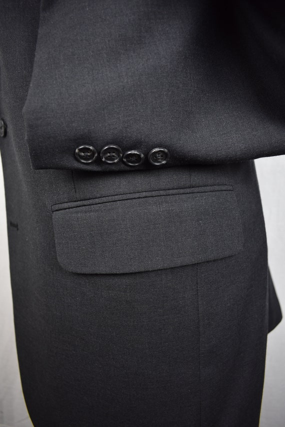 Corbin Solid Dark Gray Worsted Wool Two Button Tw… - image 4