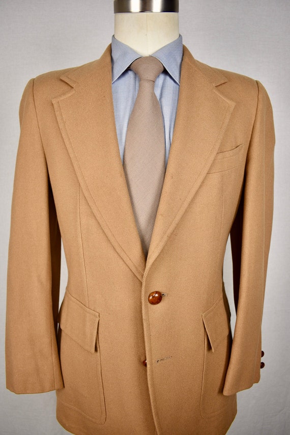 1970's Stanley Blacker Solid Light Brown Wool Two… - image 1