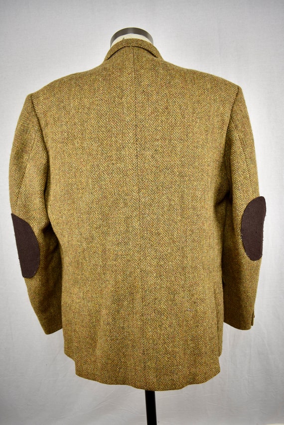 Harris Tweed Brown Herringbone Wool Three Button … - image 5